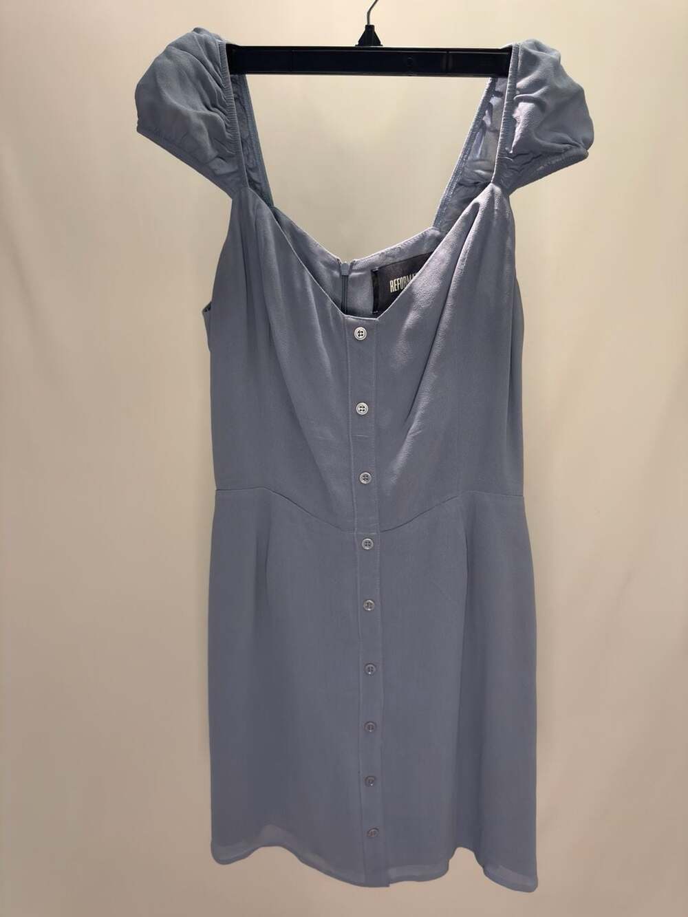 Reformation Cornflower Blue Sebastien Button-Front Mini Dress